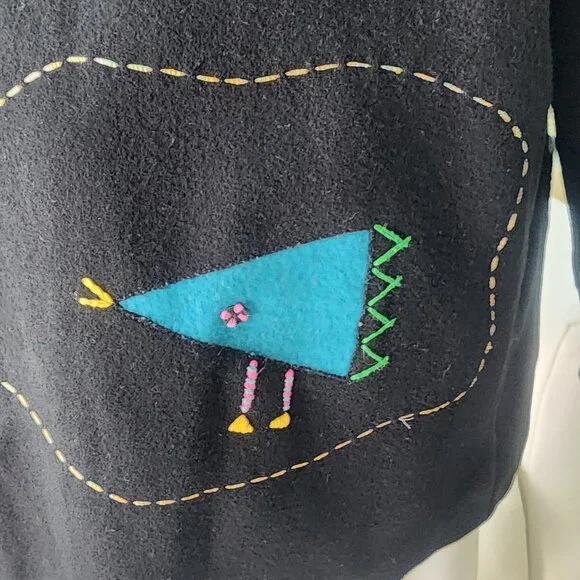 UNIQUE Vintage Women's Abstract ART Black Jacket | Size 2XL - Picture 8 of 13